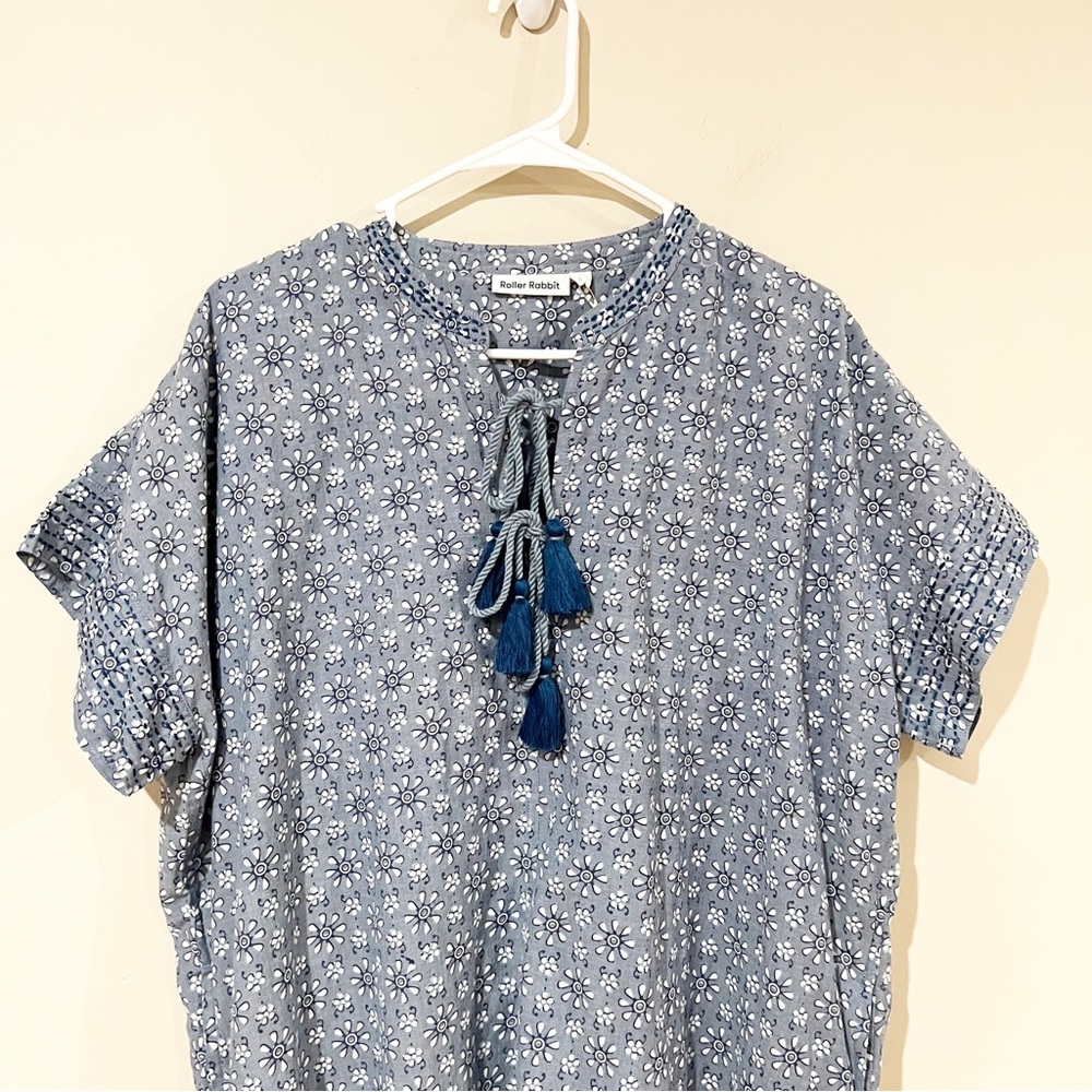 NWOT Roller Rabbit Wythe Printed Tassel Pocket Floral 100% Cotton Mini Dress - Picture 10 of 14